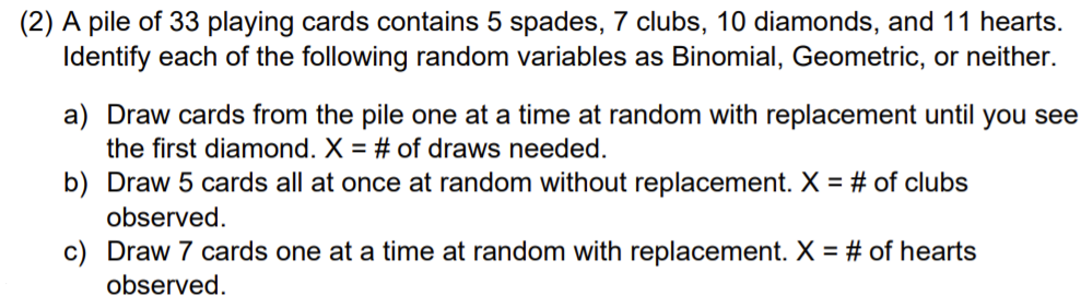 2 A Pile Of 33 Playing Cards Contains 5 Spades 7 Chegg Com