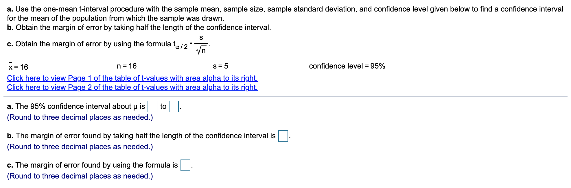 Solved A. Use The One-mean T-interval Procedure With The | Chegg.com