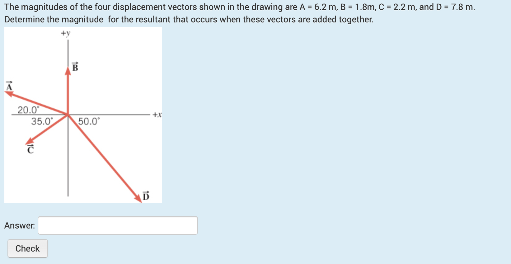 Solved The magnitudes of the four displacement vectors shown | Chegg.com