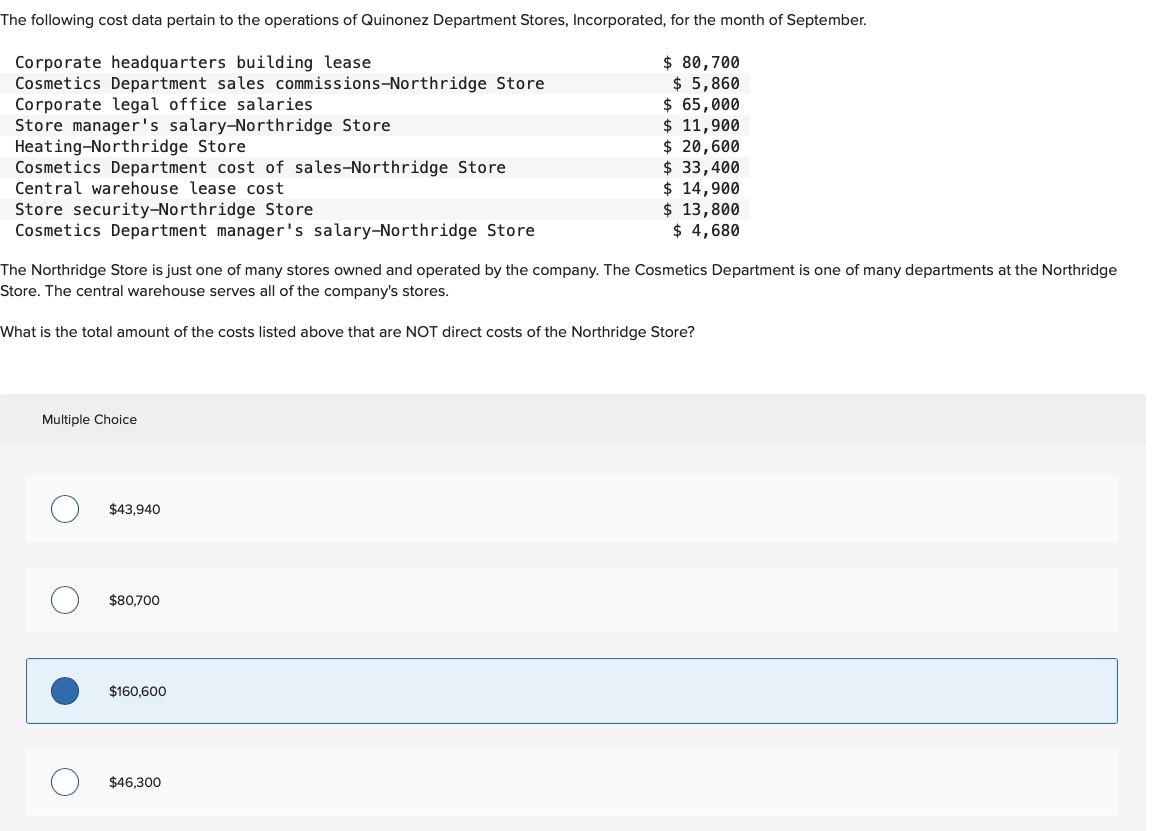 Solved The Northridge Store is just one of many stores owned