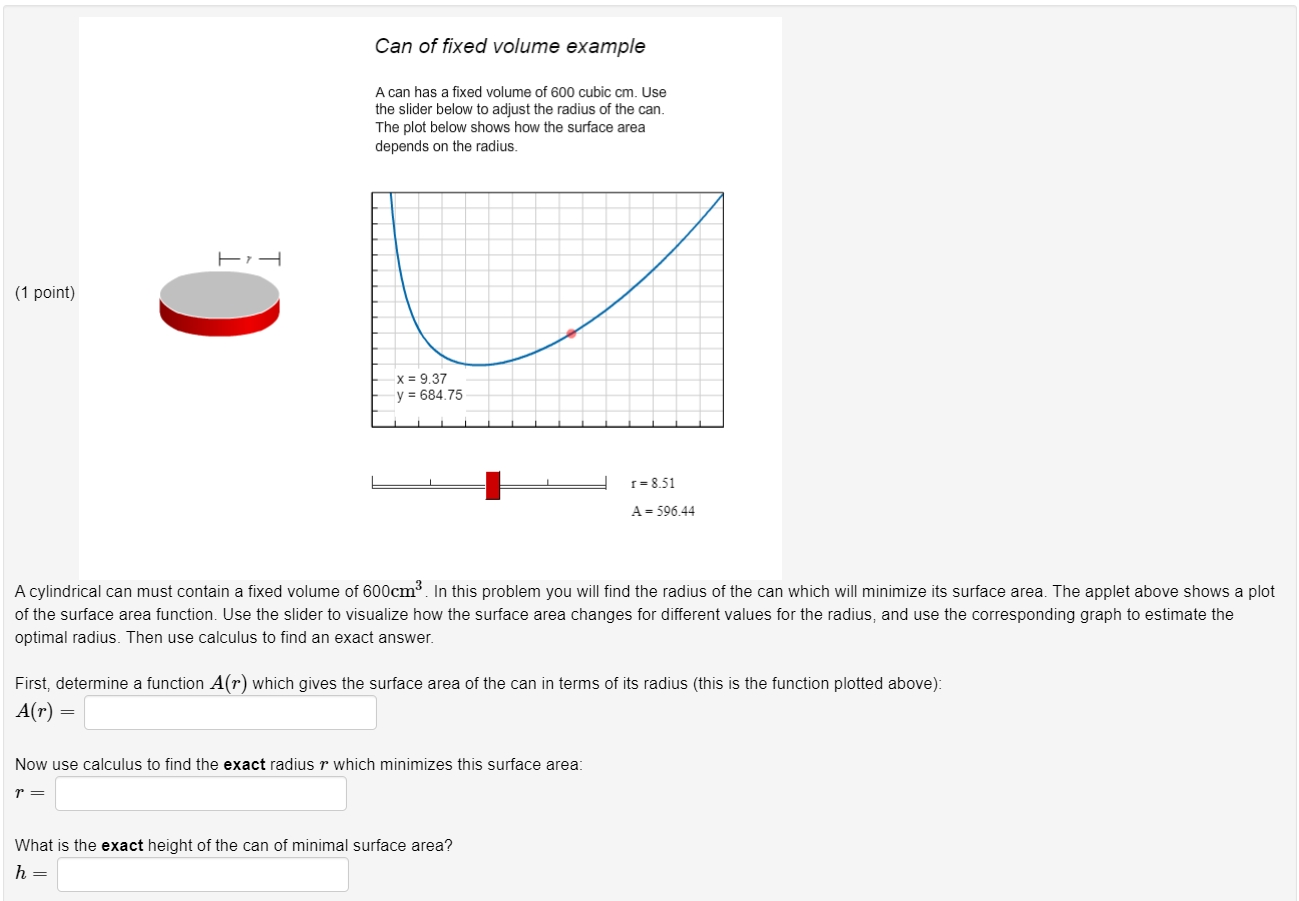 Solved Can of fixed volume example A can has a fixed volume | Chegg.com