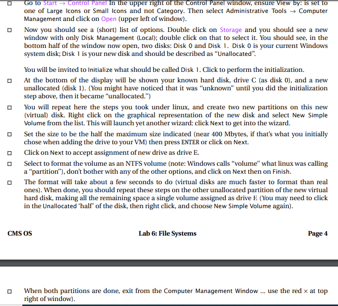 Lab 6: File Systems A brief note about type setting | Chegg.com