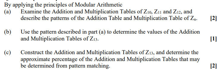 Solved By applying the principles of Modular Arithmetic (a) | Chegg.com