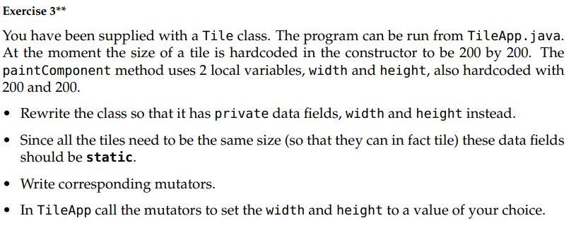 Solved Exercise 3** You have been supplied with a Tile | Chegg.com