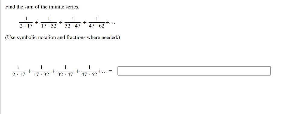 Solved Find The Sum Of The Infinite Series. 1 + 2.17 1 17:32 