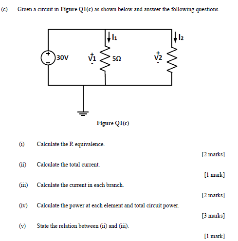 Solved c) Given a circuit in Figure Q1(c) as shown below and | Chegg.com