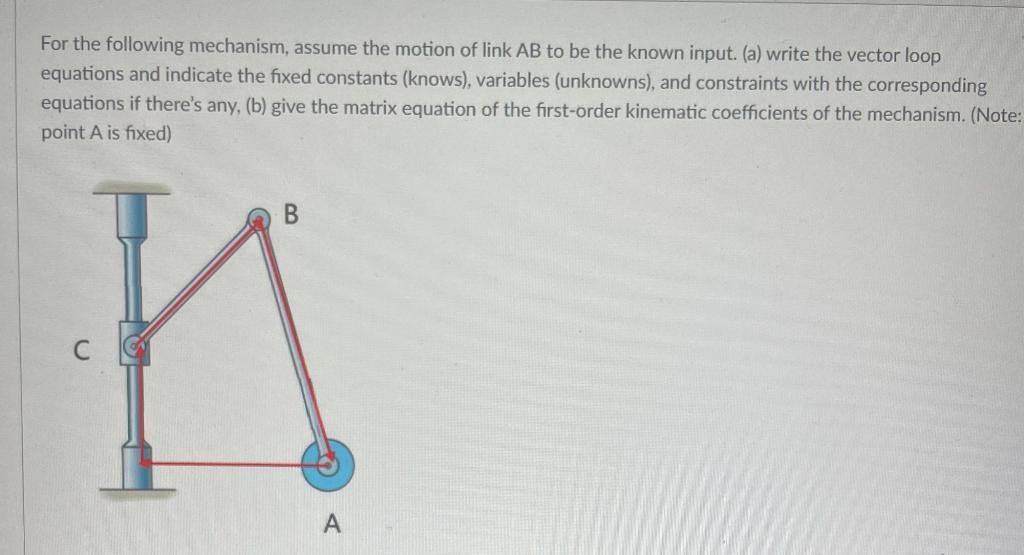 Solved For The Following Mechanism, Assume The Motion Of | Chegg.com