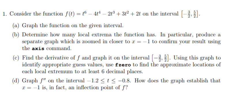 Solved 1. Consider the function f()4-23+312 +2t on the in | Chegg.com