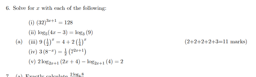 Solved 6. Solve for x with each of the following: = (i) | Chegg.com