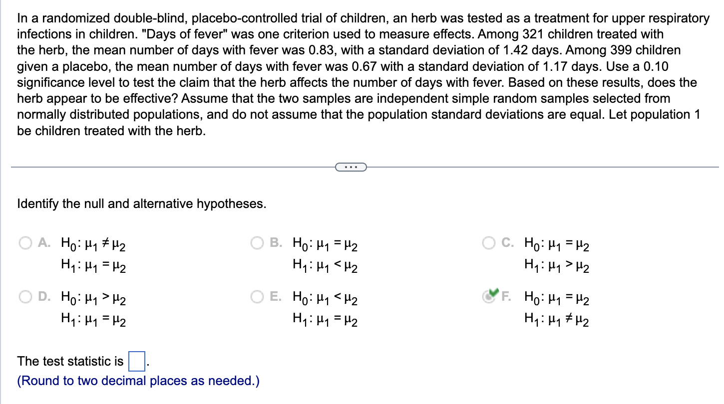 Solved In A Randomized Double-blind, Placebo-controlled | Chegg.com