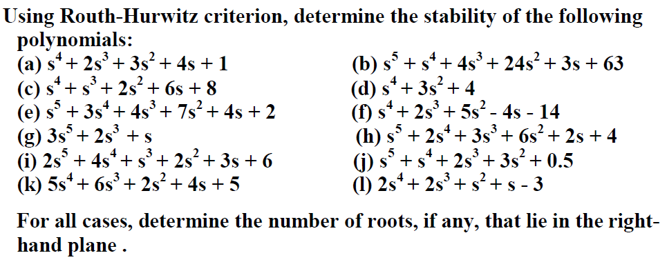 Solved + Using Routh-Hurwitz Criterion, Determine The | Chegg.com