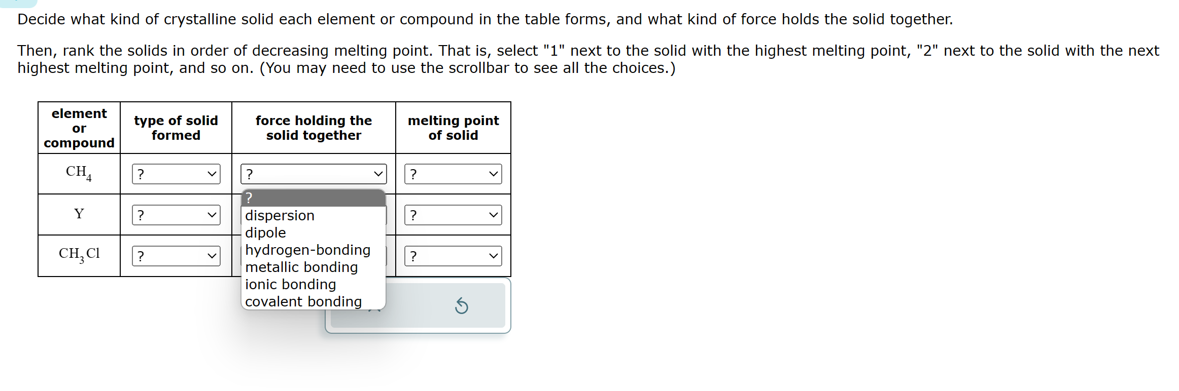 Solved Decide what kind of crystalline solid each element or | Chegg.com