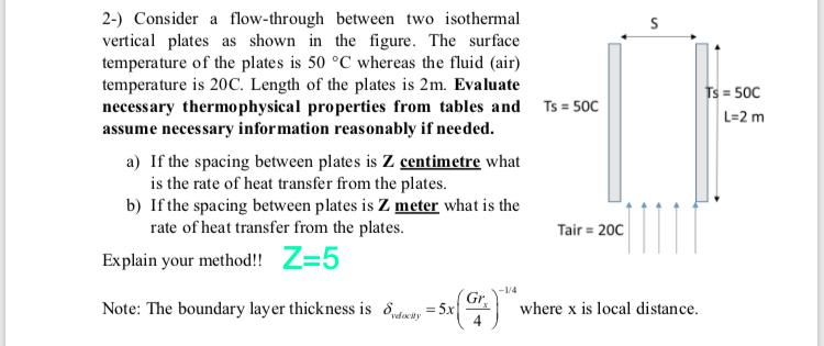 Solved Ts = 50C L=2 m 2-) Consider a flow-through between | Chegg.com