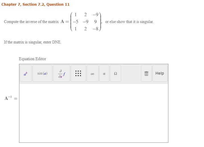 Solved Chapter 7, Section 7.2, Question 11 12 -9 5 -9 9or | Chegg.com