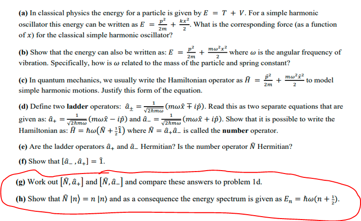 Solved Mu 2m 2 A In Classical Physics The Energy For A Chegg Com