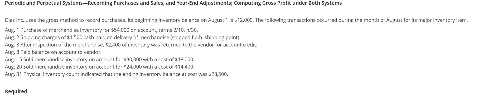 Solved a) perpetual system income statment. b) periodic | Chegg.com