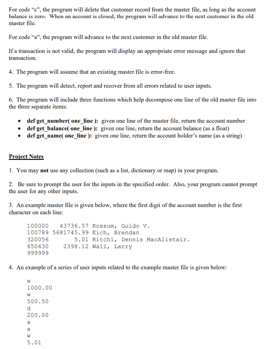 Solved Project Objectives Use file processing and exception | Chegg.com