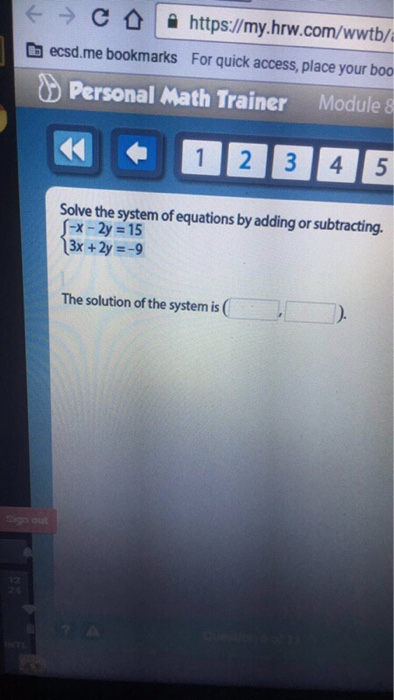 Solved Solve the system of equations by adding or | Chegg.com