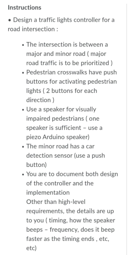 Instructions • Design a traffic lights controller for | Chegg.com