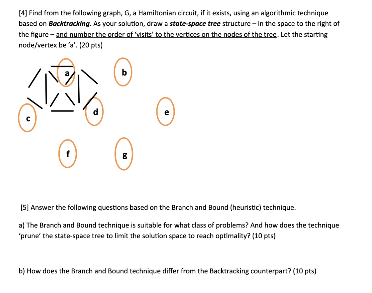 [4] Find from the following graph, G, a Hamiltonian | Chegg.com