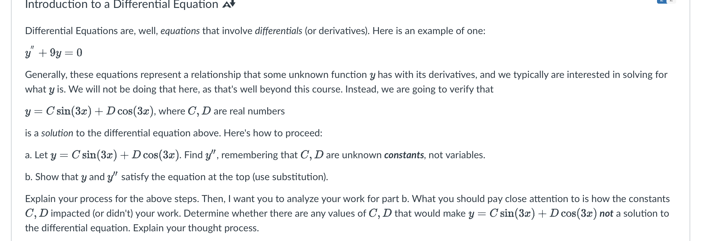 Solved Differential Equations Are, Well, Equations That | Chegg.com