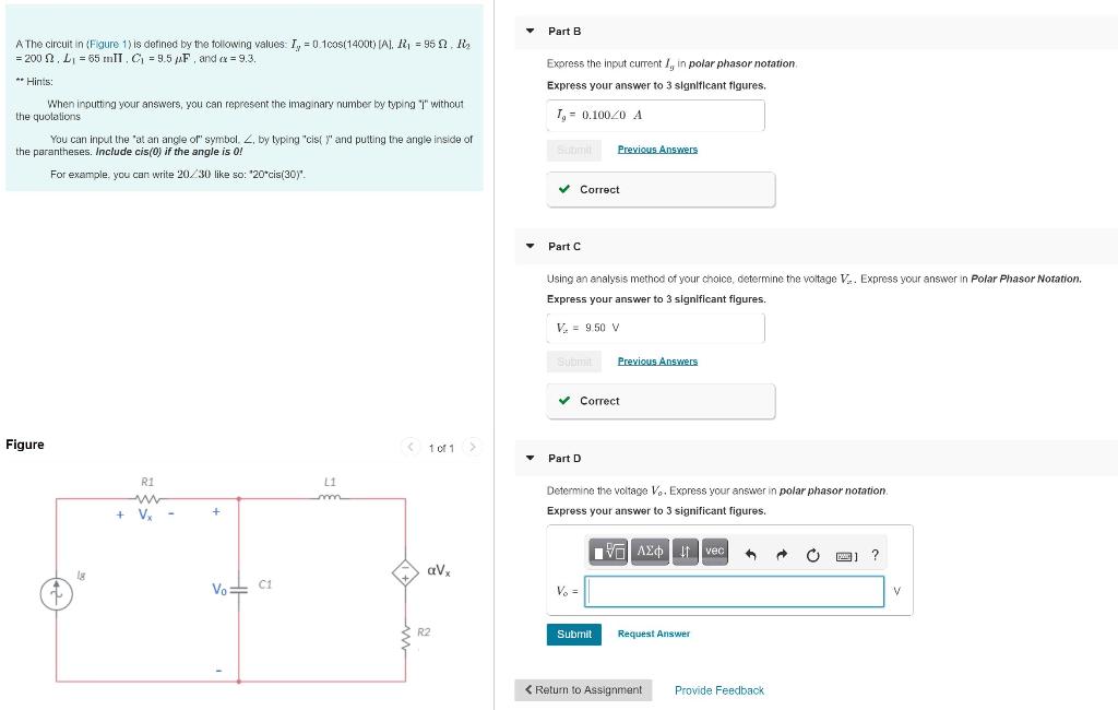Solved Part B A The circuit in (Figure 1) is defined by the | Chegg.com