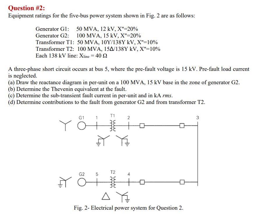 Solved Generator G1: 50MVA,12kV,X′′=20% Generator G2: | Chegg.com