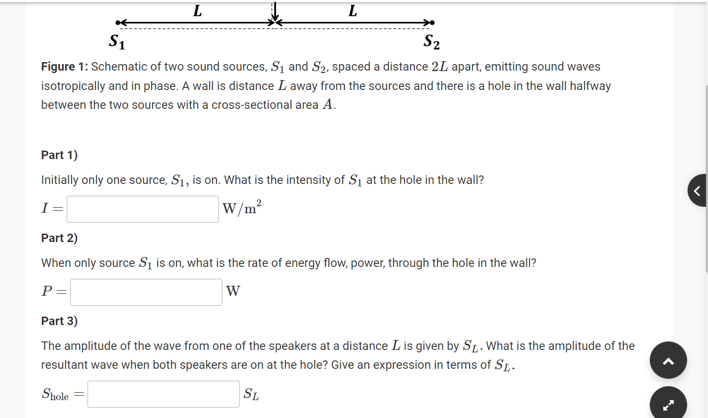 Solved Two sources, S1 and S2, are spaced a distance 2L | Chegg.com