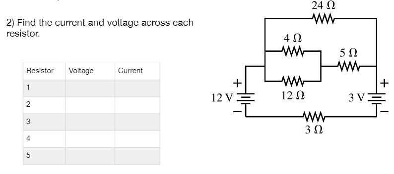 Solved Find the current and voltage across each resistor. | Chegg.com