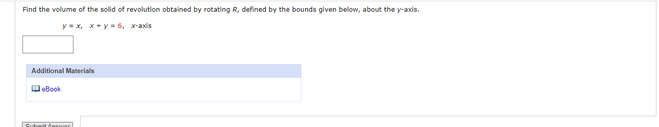 Solved y=x,x+y=6,x-axis | Chegg.com