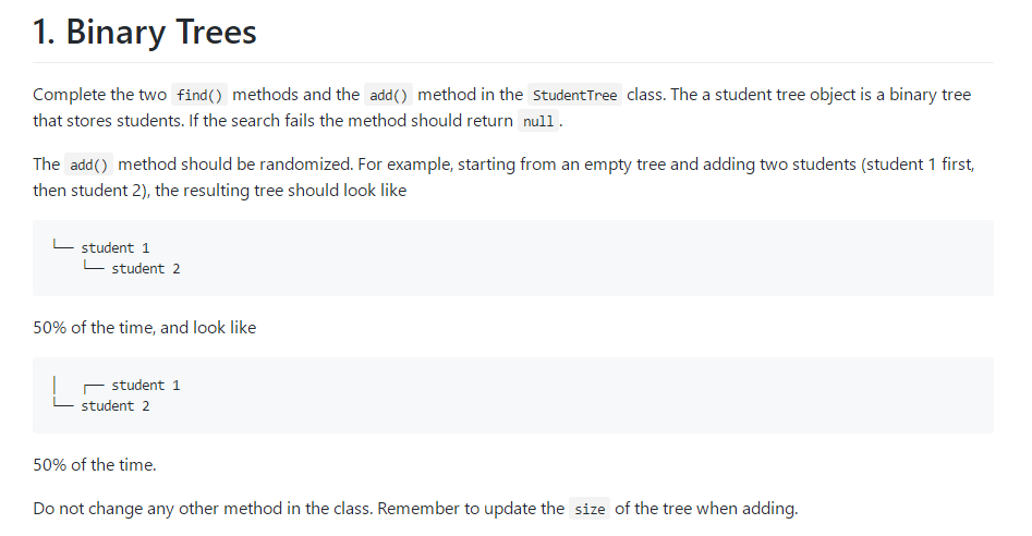 Solved 1. Binary Trees Complete the two find() methods and | Chegg.com