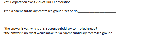 Solved Scott Corporation owns 75% of Quail Corporation. Is | Chegg.com
