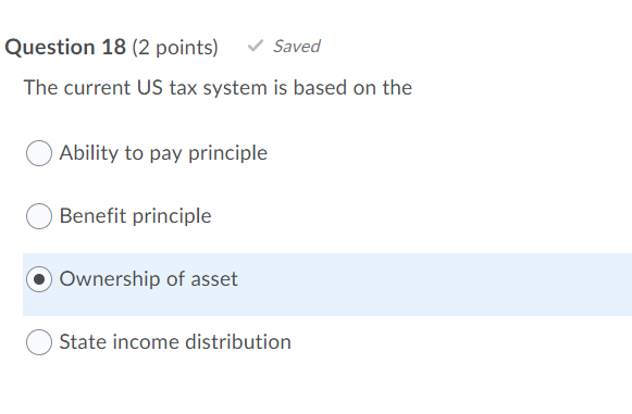 Solved Question 18 (2 points) Saved The current US tax | Chegg.com