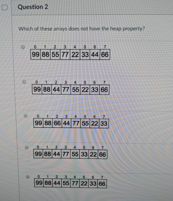 Solved D Question 2 Which of these arrays does not have the | Chegg.com