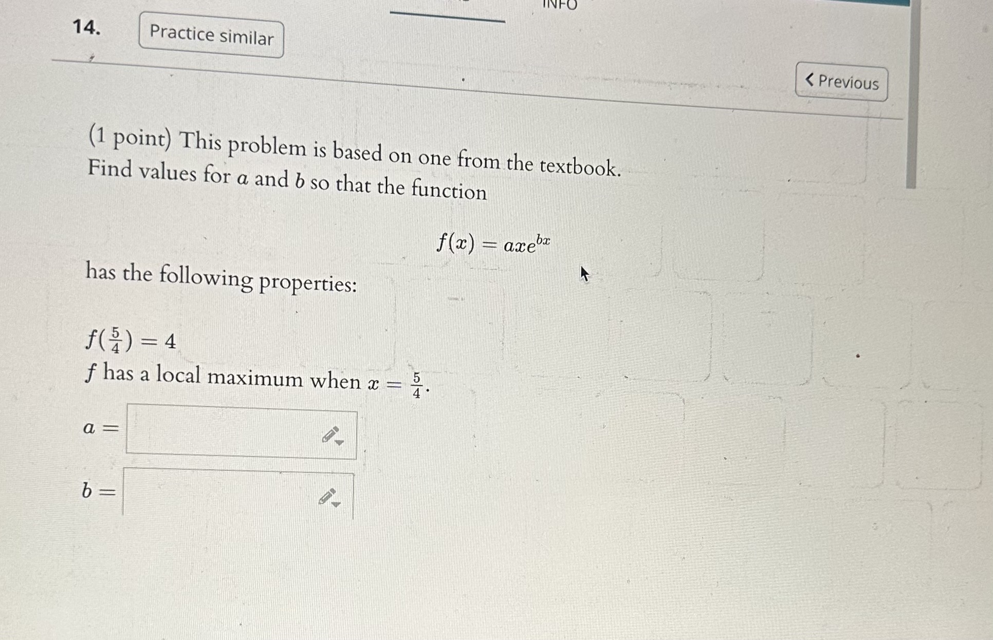 Solved (1 point) This problem is based on one from the | Chegg.com