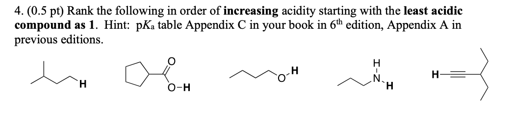 Solved Rank the following in order of increasing acidity | Chegg.com