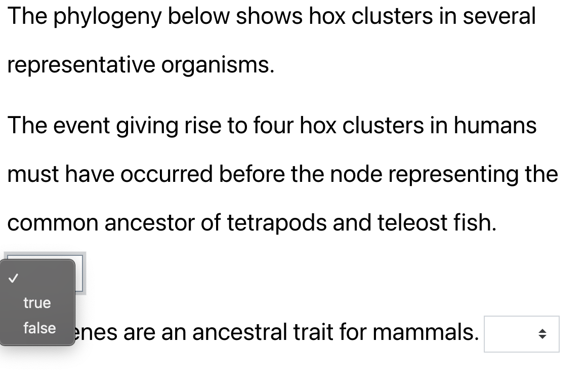 Solved The Phylogeny Below Shows Hox Clusters In Several | Chegg.com