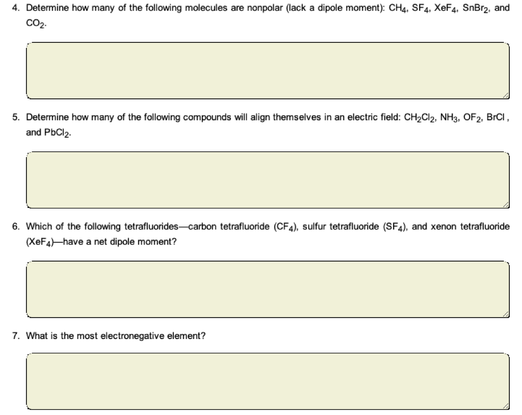 Solved 4. Determine how many of the following molecules are | Chegg.com