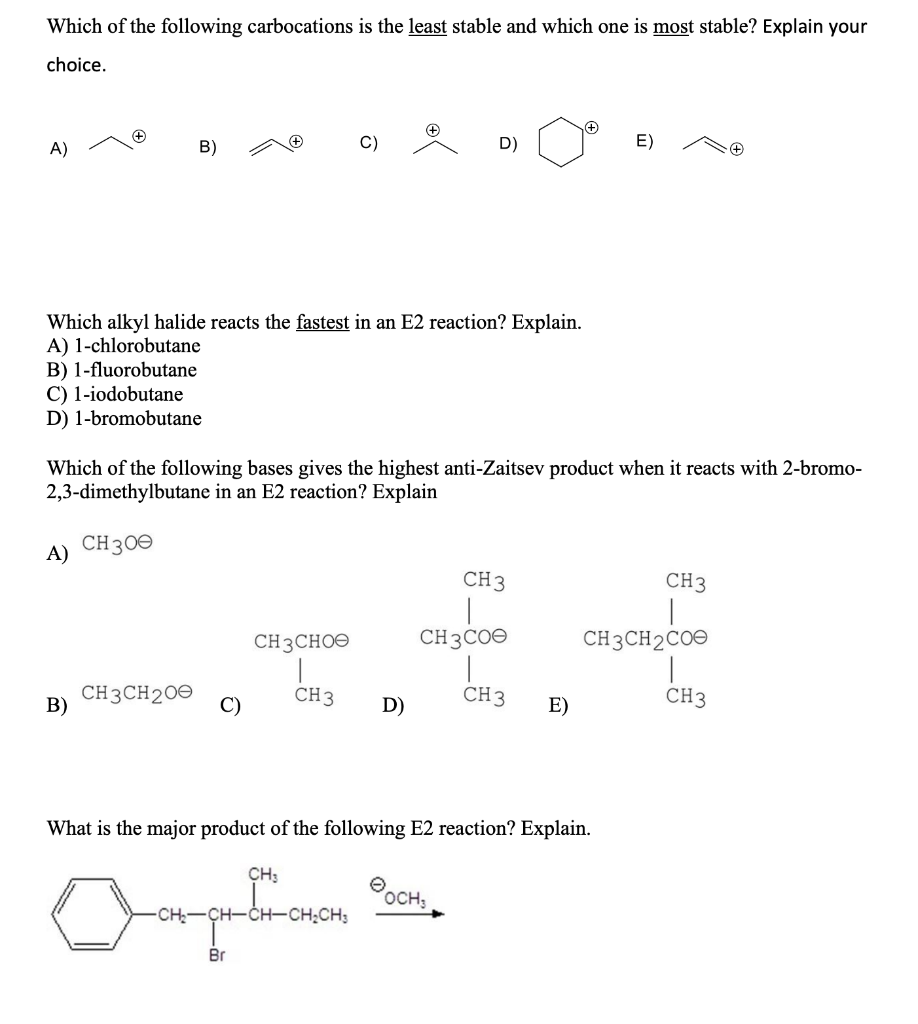 Solved Which of the following carbocations is the least | Chegg.com