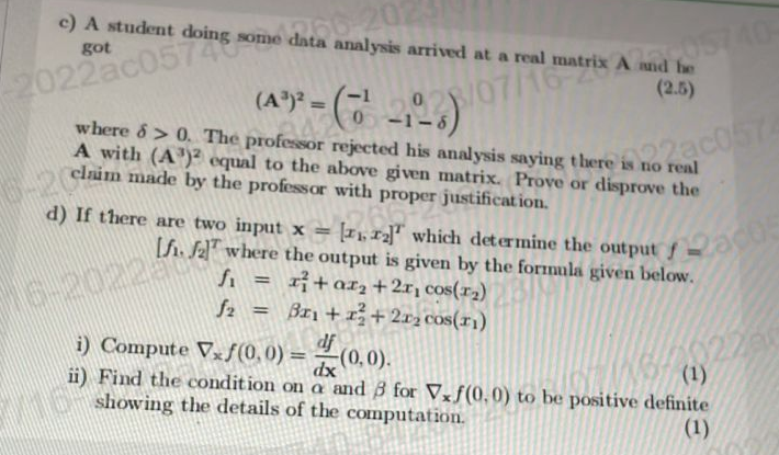 Solved c) A student doing some data analysis arrived at a | Chegg.com