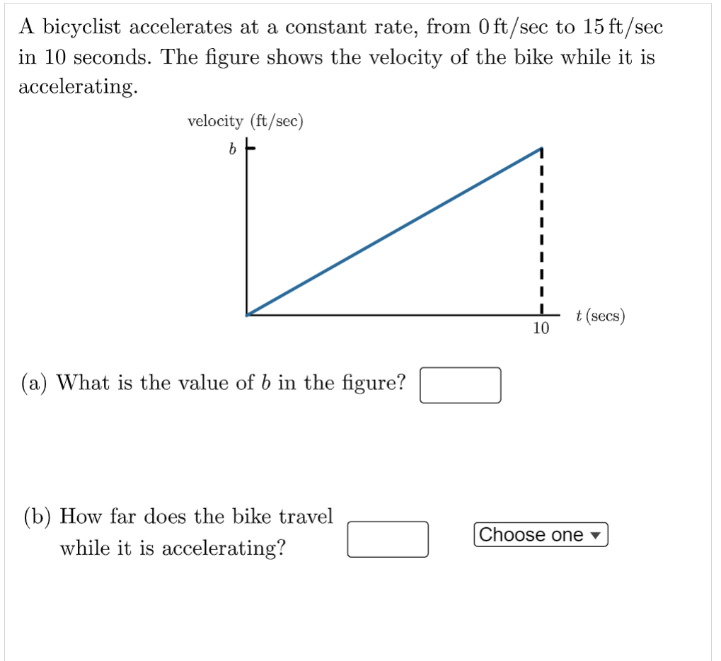 Solved A Bicyclist Accelerates At A Constant Rate, From | Chegg.com