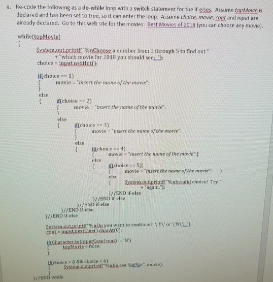 Solved Re-code the following as a do-while loop with a | Chegg.com