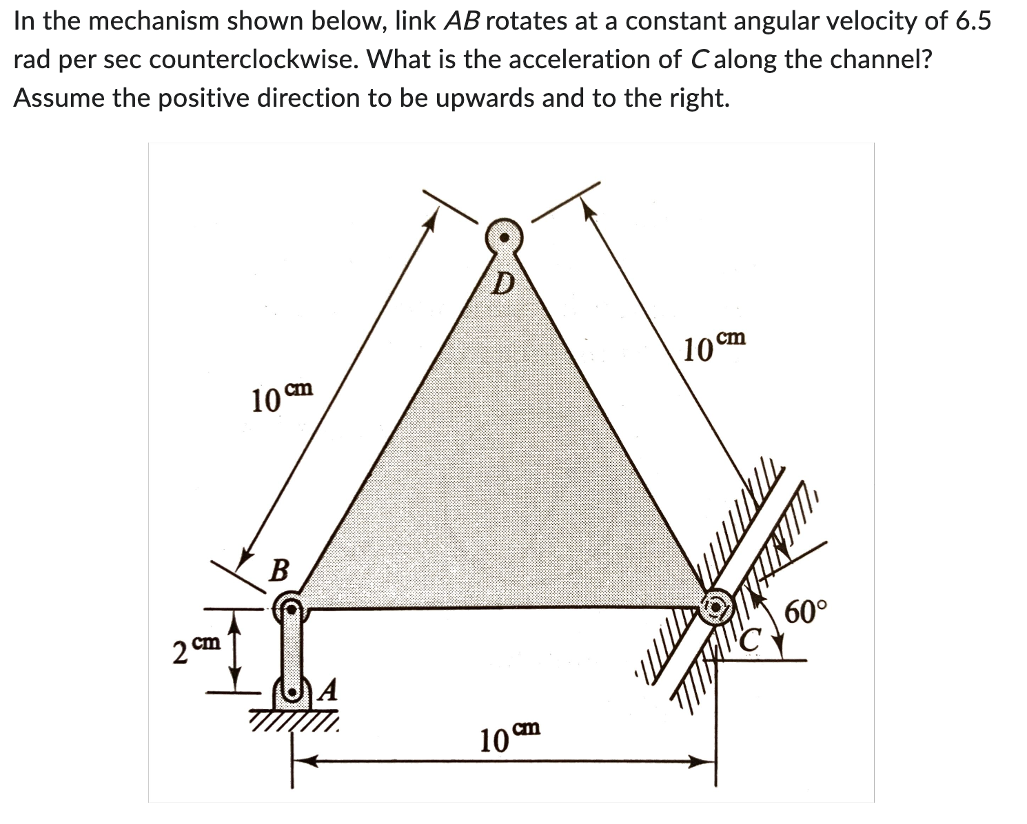 Solved In The Mechanism Shown Below, Link AB Rotates At A | Chegg.com