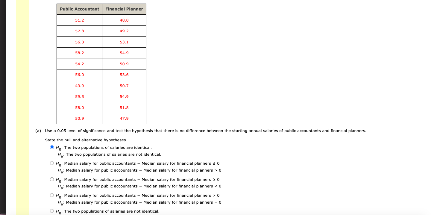 use a 0.05 level of significance hypothesis test