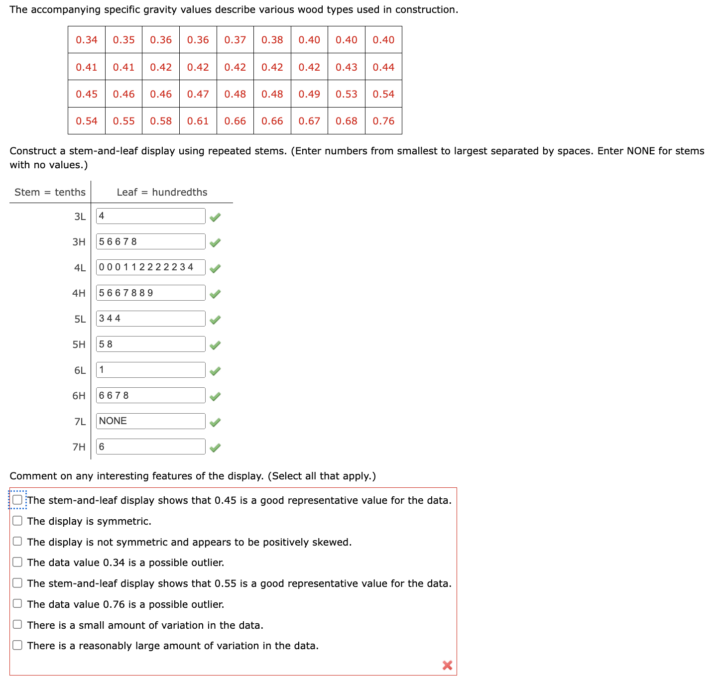 Solved construct a stem and leaf display using repeated chegg