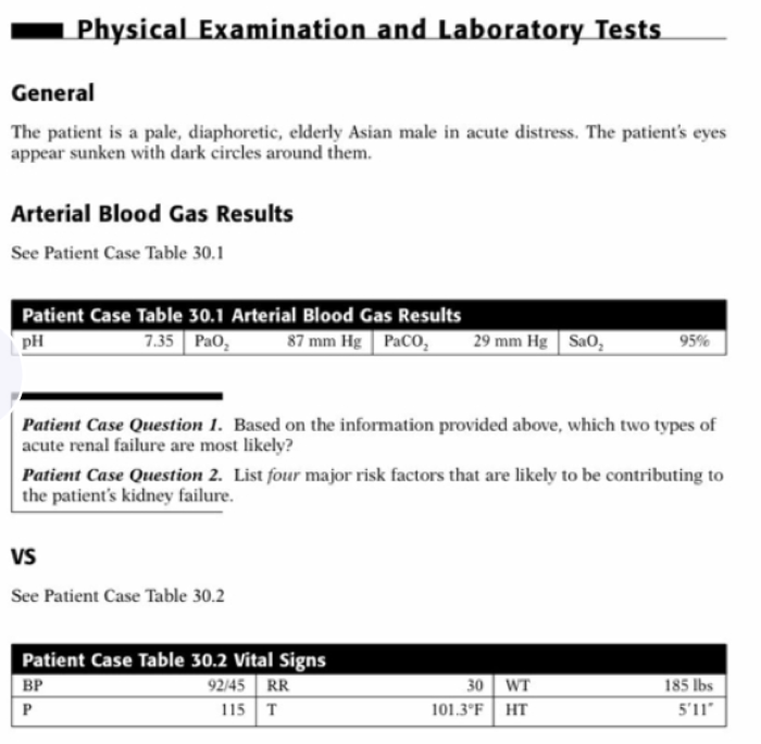 Physical Examination and Laboratory Tests General The patient is a pale, diaphoretic, elderly Asian male in acute distress. T