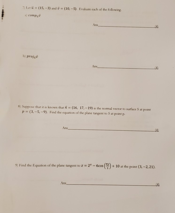 Solved 7 Let U 15 3 And I 10 5 Evaluate Cach Chegg Com