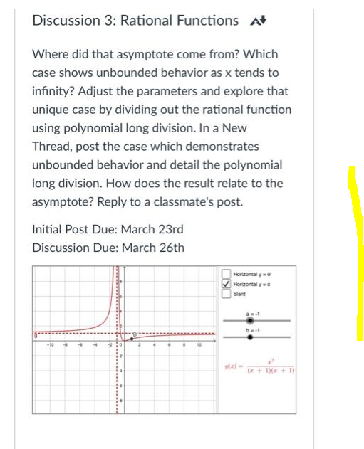 Solved Discussion 3: Rational Functions At Where did that | Chegg.com