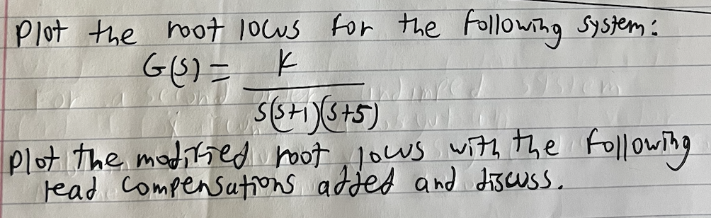 Solved Plot The Root Locus For The Following System: | Chegg.com