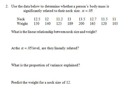 Solved 2. Use the data below to determine whether a person's | Chegg.com